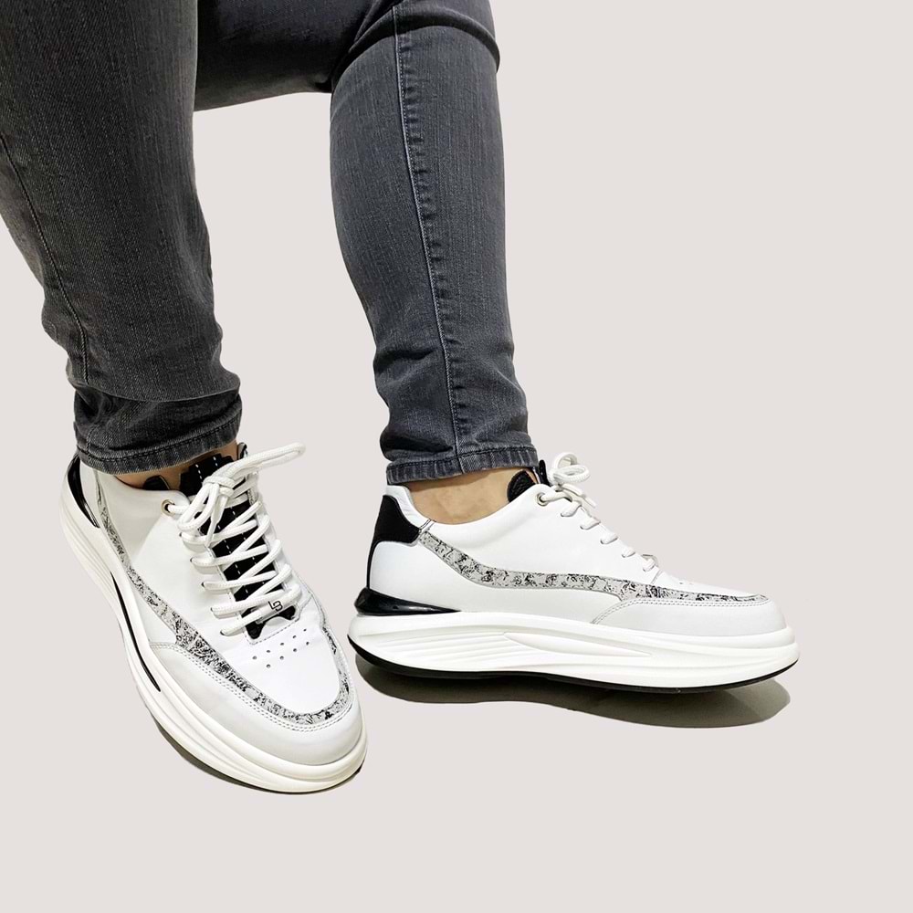 Luciano Bellini 3504 Erkek Deri Casual Ayakkabı - Beyaz - 42