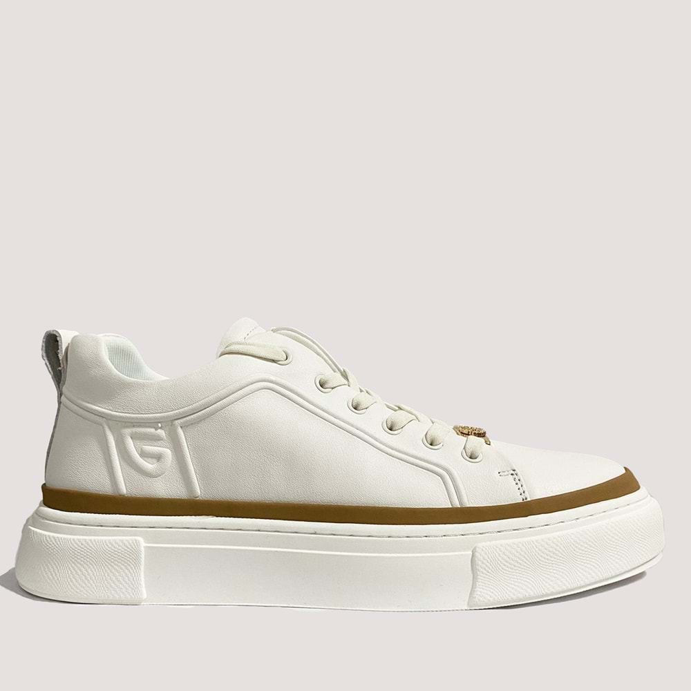 24K592 Erkek Deri Casual Ayakkabı - Beyaz - 42