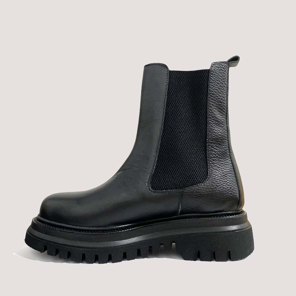 250610 Kadın Deri Casual Bot - Siyah - 37