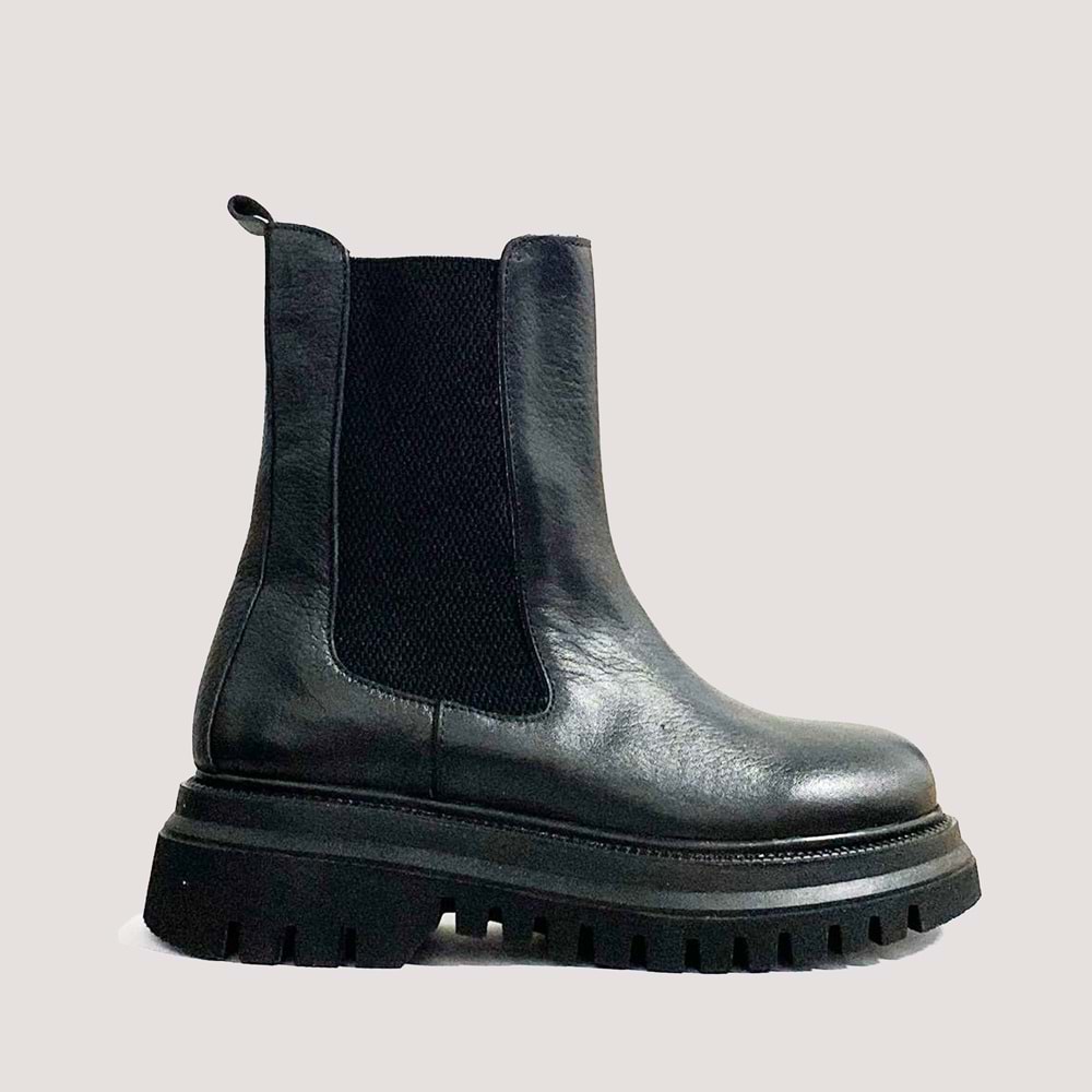 250610 Kadın Deri Casual Bot - Siyah - 39