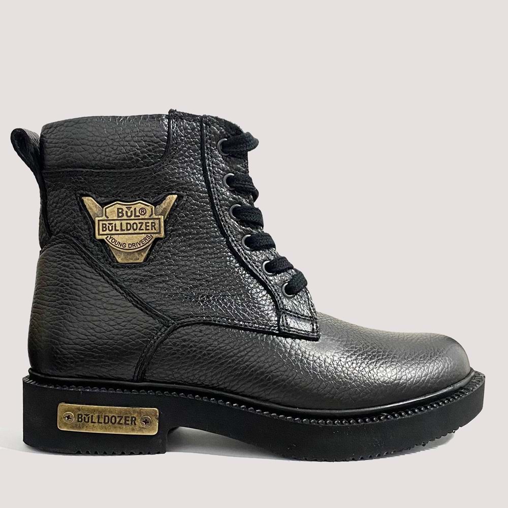 240505 Unisex Deri Fermuarlı Bot - Siyah - 40