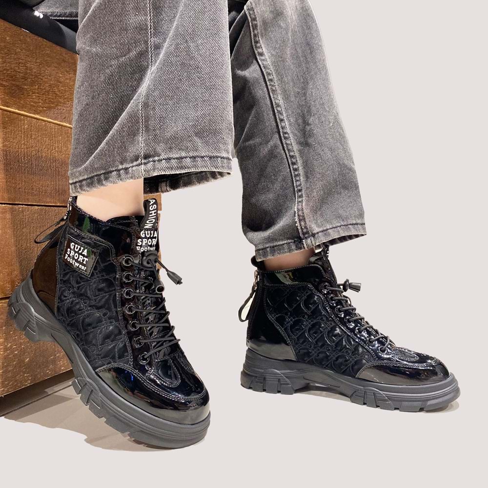 24K310-8 Kadın Casual Rugan Bot - Siyah - 40