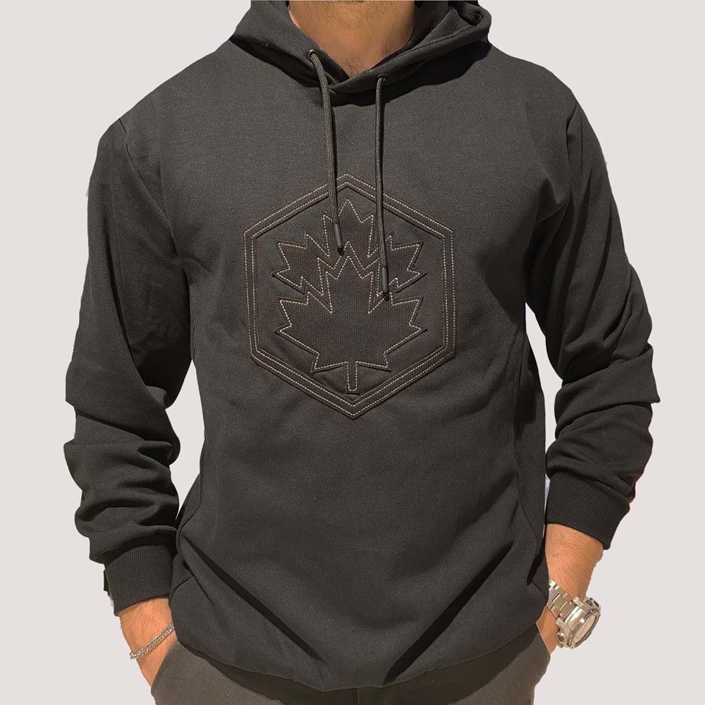 ML Grass Erkek Kapşonlu Sweetshirt - Siyah - S