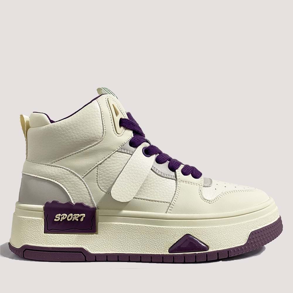 24K358-2 Kadın Casual Ayakkabı - Mor-Beyaz - 40