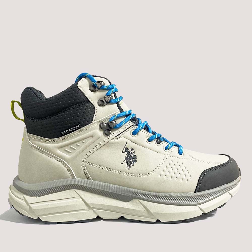 4W Henry 4PR Erkek Waterproof Spor Ayakkabı - Kırık Beyaz-Gri-Mavi - 40