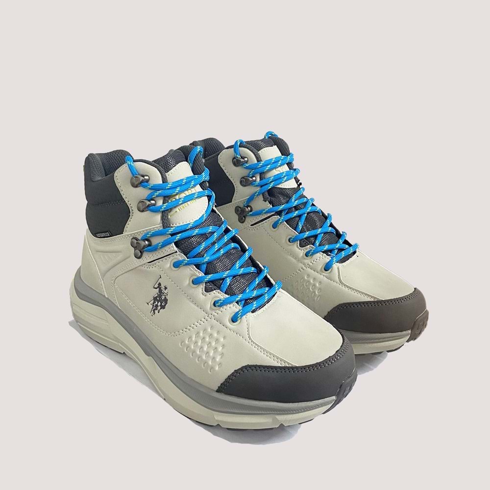 4W Henry 4PR Erkek Waterproof Spor Ayakkabı - Kırık Beyaz-Gri-Mavi - 40