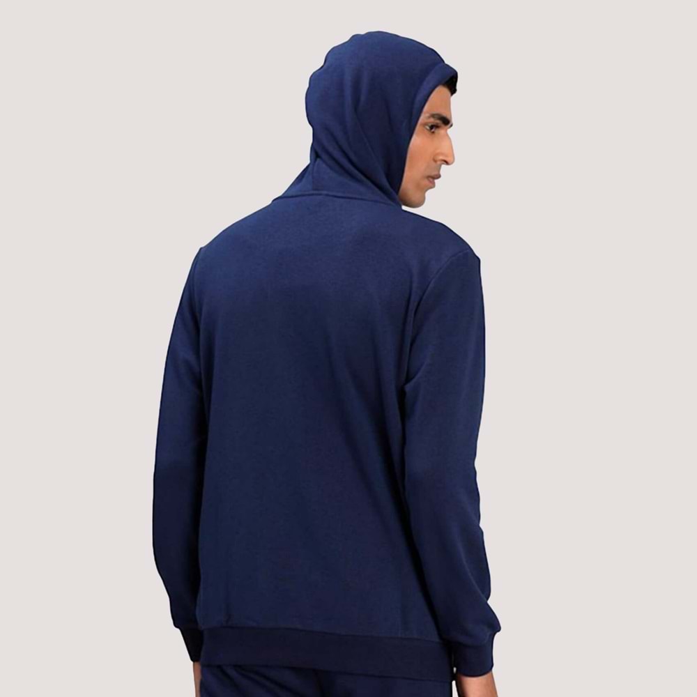 ESS Small Logo FZ Hoodie Erkek Kapüşonlu Sweetshirt 586704 76 - Lacivert - M