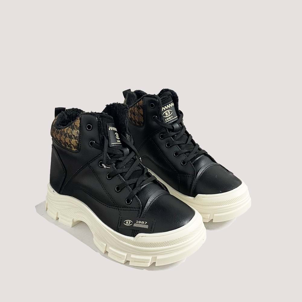 Kadın Casual Bot 2245 - Siyah-Beyaz - 38