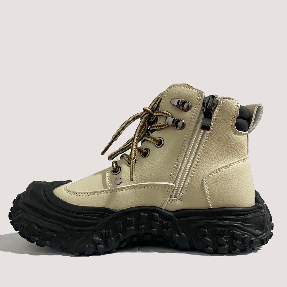 Çocuk Casual Fermuarlı Bot 24K662 - Bej - 36