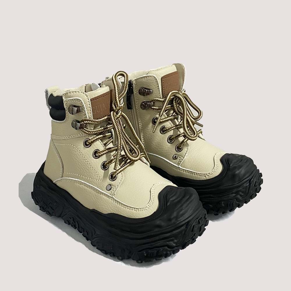 Çocuk Casual Fermuarlı Bot 24K662 - Bej - 36