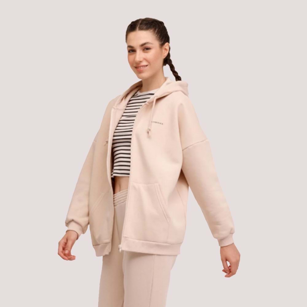 Kadın Fermuarlı Eşofman Üstü Marcia 18SSB502 - Bej - S/M