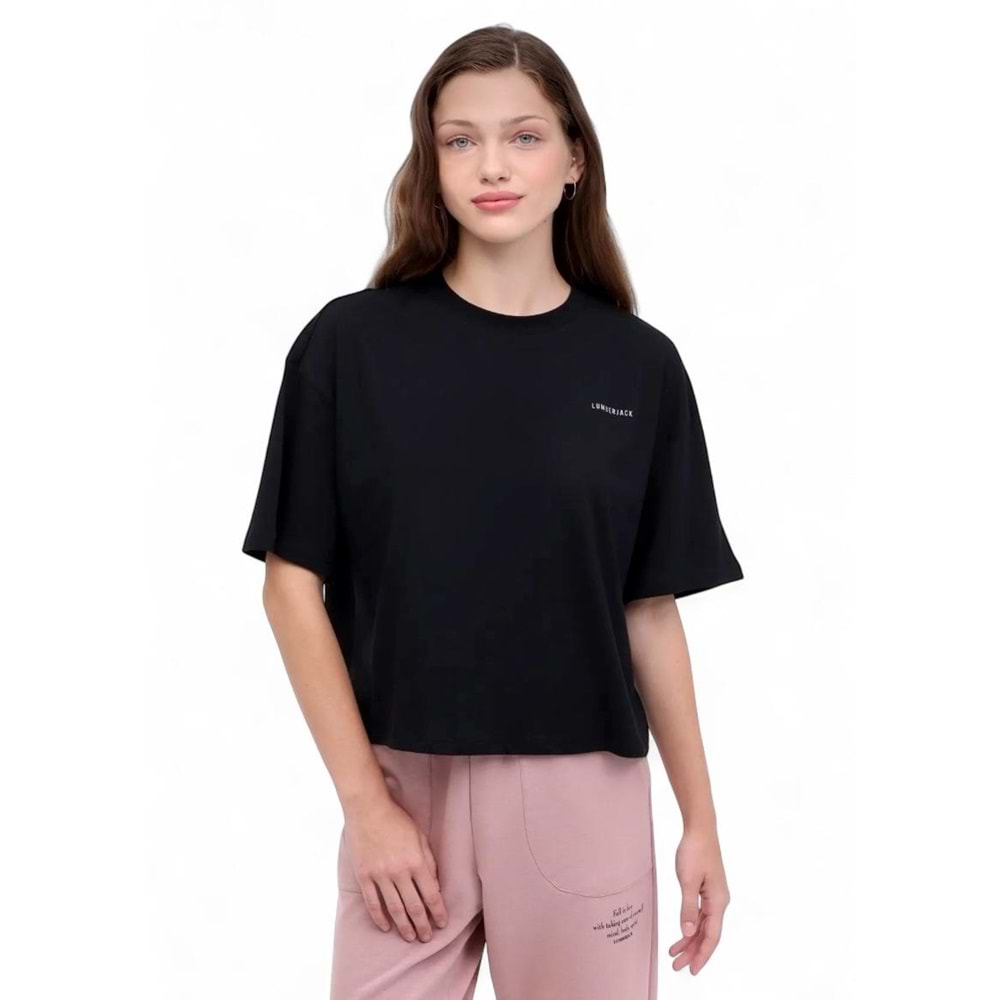Kadın WB Boxy Cneck Tshirt - Siyah - S