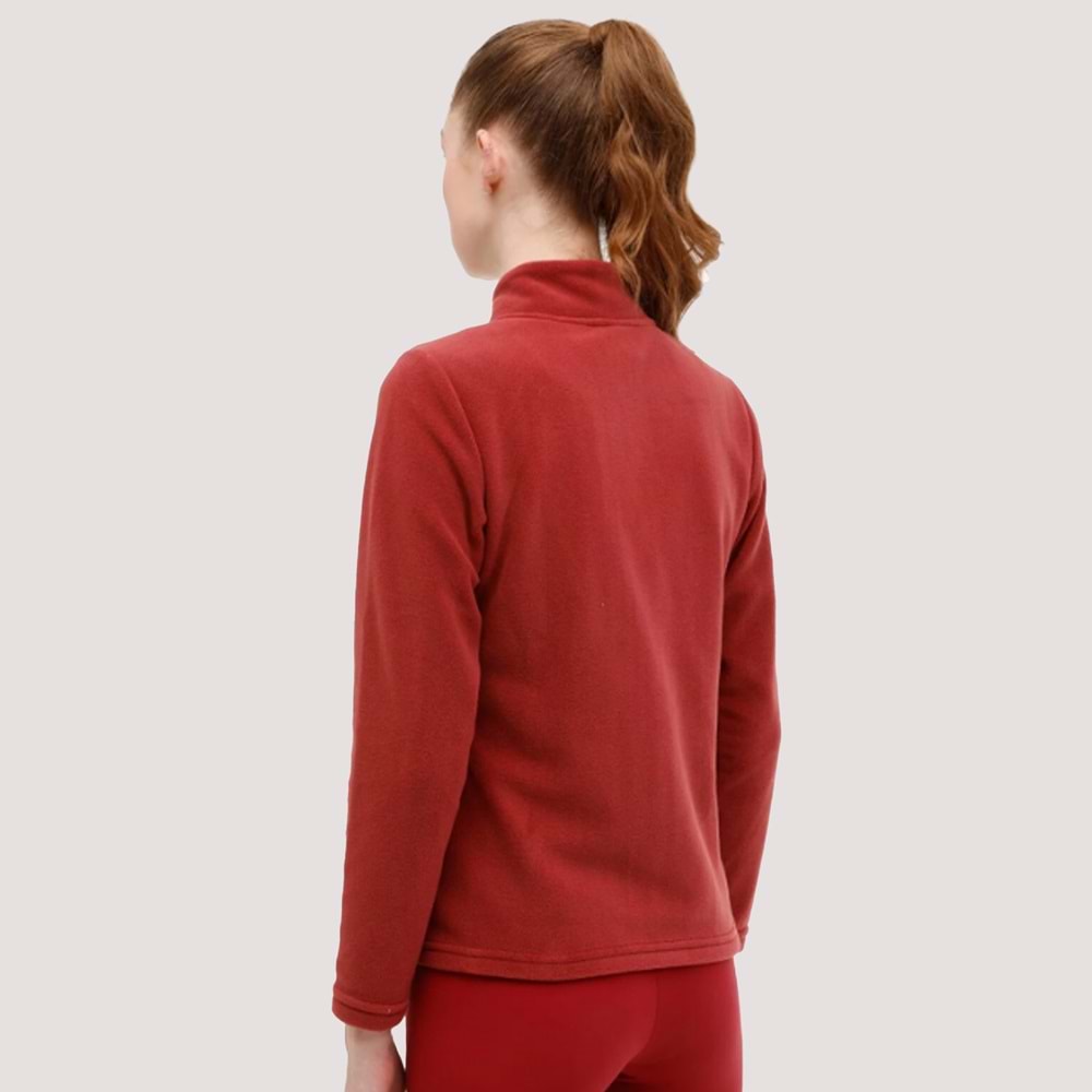 Kadın Fermuarlı Polar WB 7SN158 - Pastel Bordo - XS