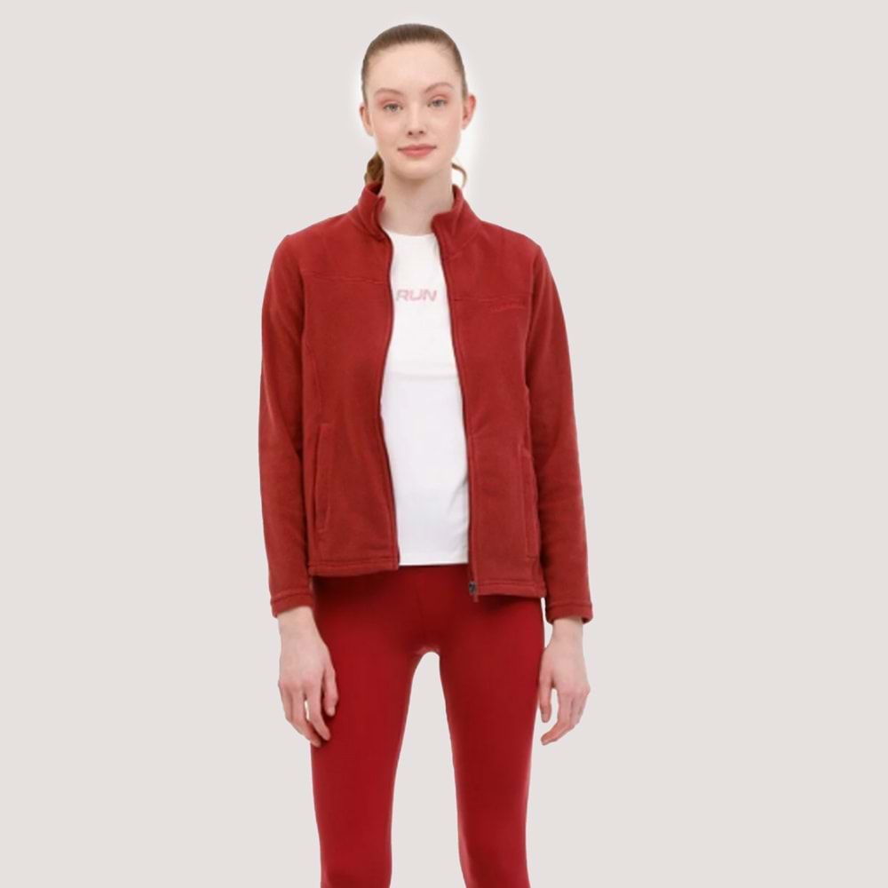 Kadın Fermuarlı Polar WB 7SN158 - Pastel Bordo - XS