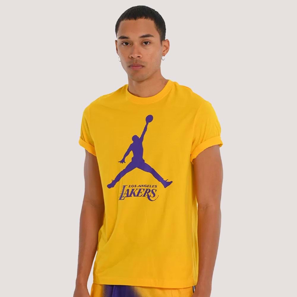 Nike Los Angeles Lakers NBA Erkek Basketbol T-Shirt FB9827-728 - Sarı - L