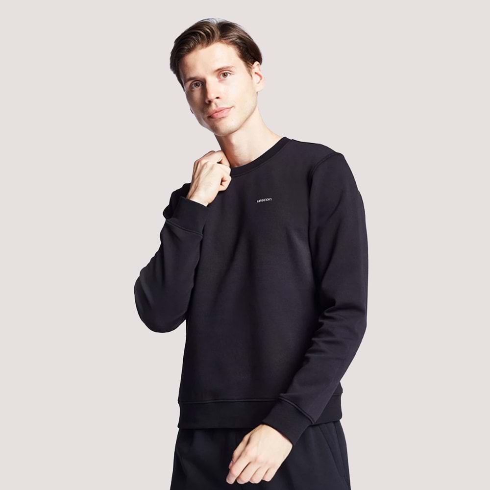 Erkek Sweatshirt Siyah 1242-25B - Siyah - L