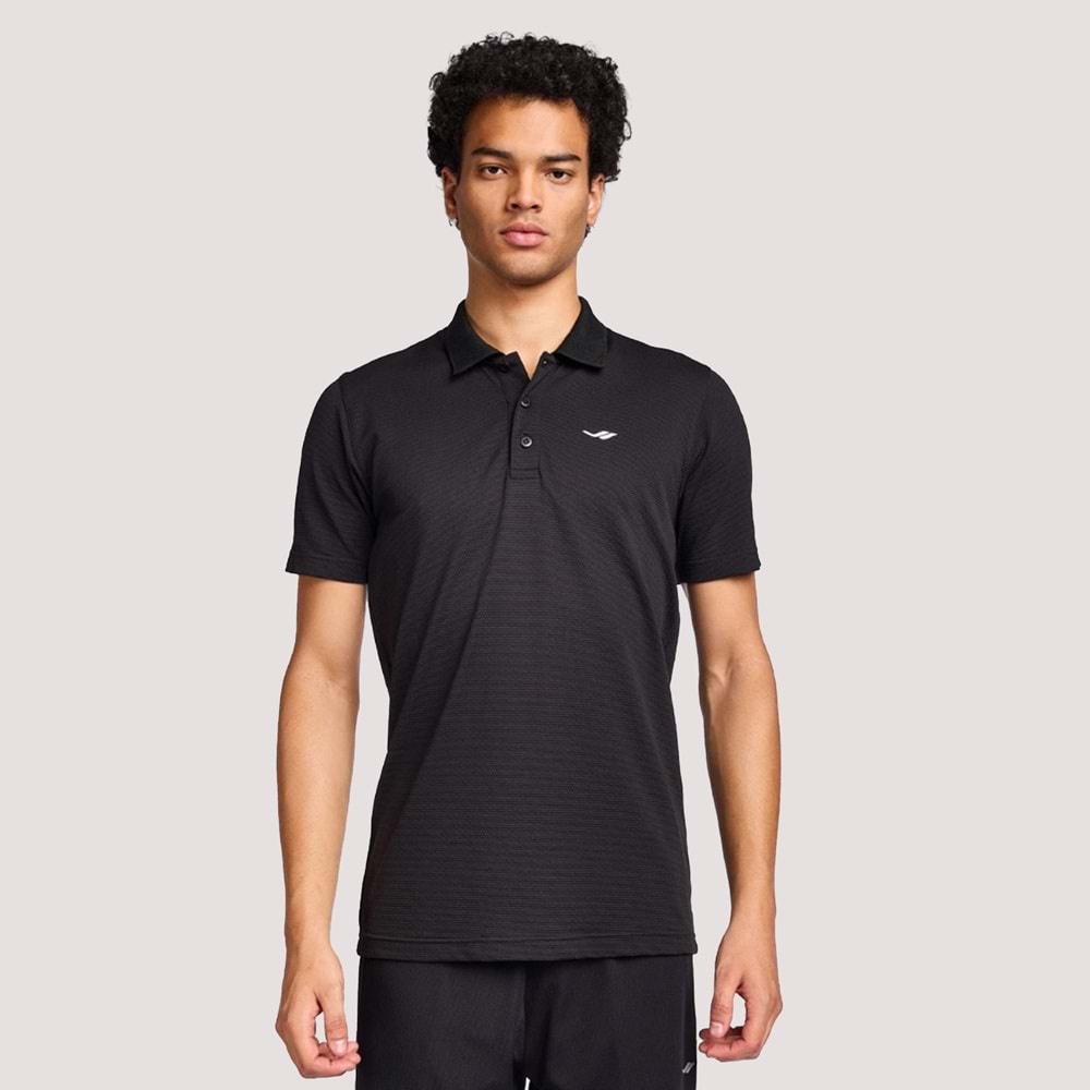 Erkek Kısa Kol Polo Yaka Tshirt 1275-25B - Siyah - XL