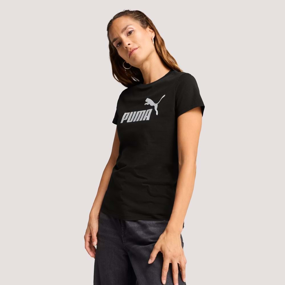 Puma Metallic No. 1 Logo Tee Unisex Tshirt 631536 01 - Siyah - XS