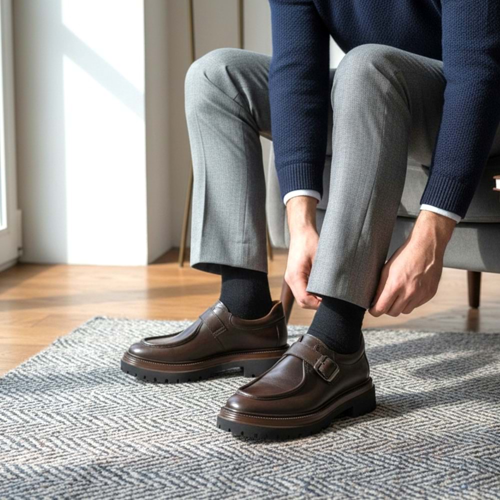 Erkek Deri Casual Ayakkabı C22518 - Kahve - 44