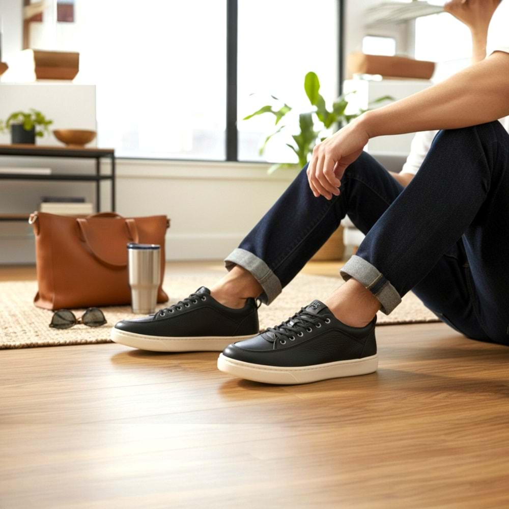 Erkek Deri Bağcıksız Comfort Casual Ayakkabı C11764 - Siyah - 40