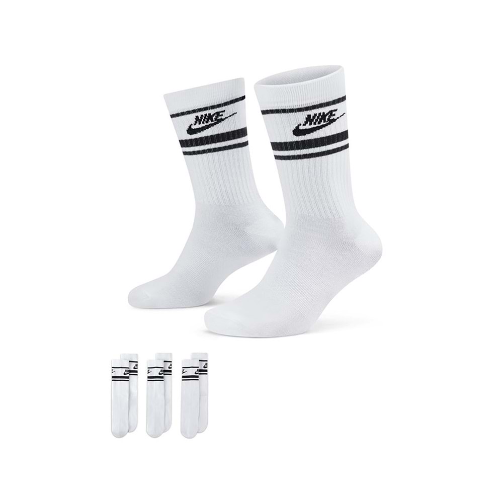 Nike Everyday Essential Dri-Fit x3 Çorap DX5089-103 - Beyaz-Siyah - 38/42
