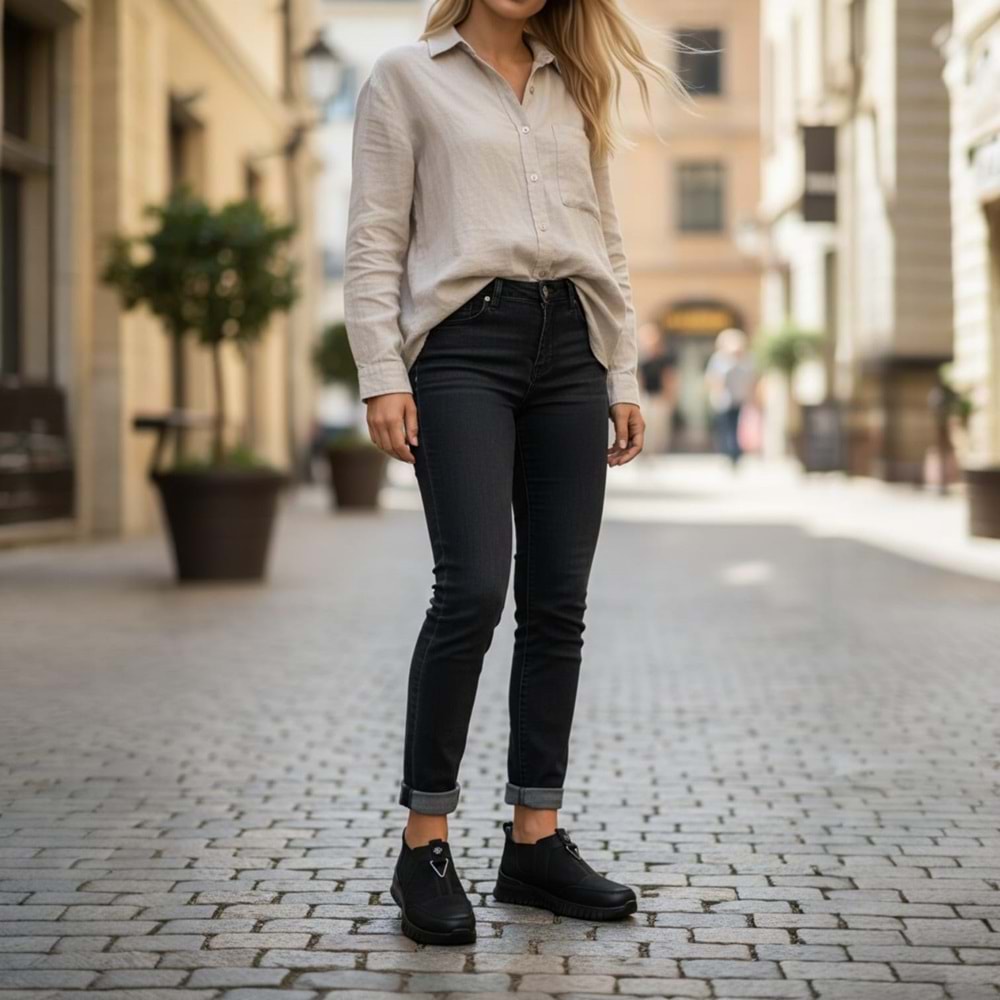 Kadın Deri Nubuk Casual Ayakkabı 1453 - Siyah - 37