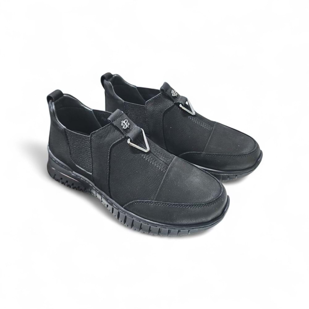 Kadın Deri Nubuk Casual Ayakkabı 1453 - Siyah - 38