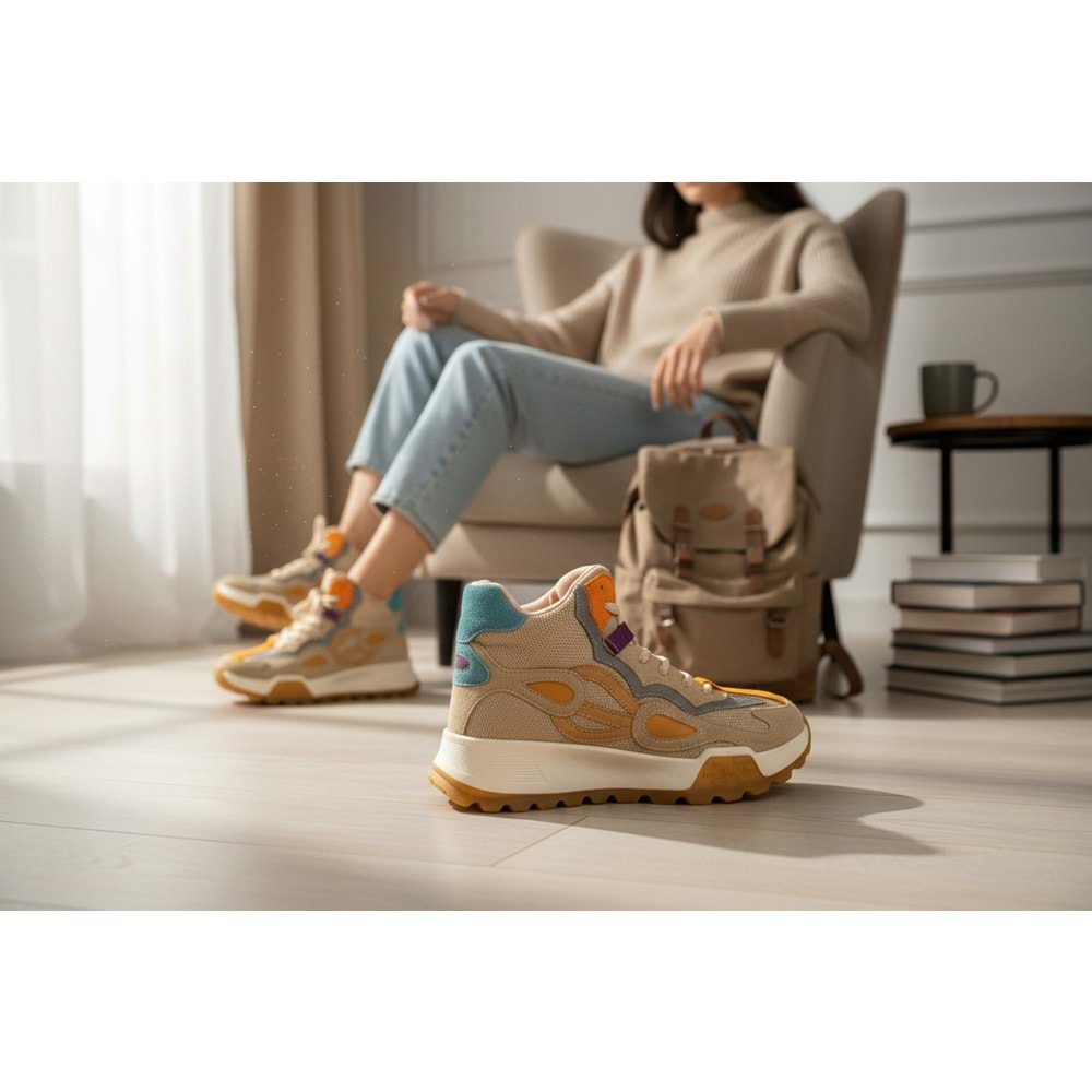 Kadın Casual Deri Bot 260913 - Bej - 36