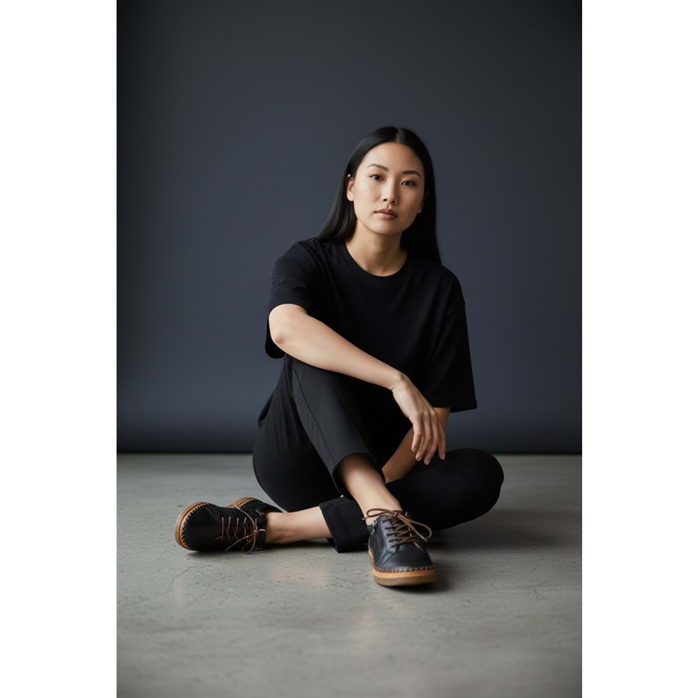 Kadın Deri Günlük Comfort Ayakkabı 260809 - Siyah - 40