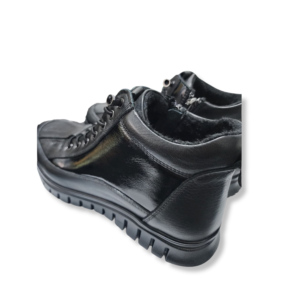 Kadın Deri Fermuarlı Casual Bot 1458 - Siyah - 37