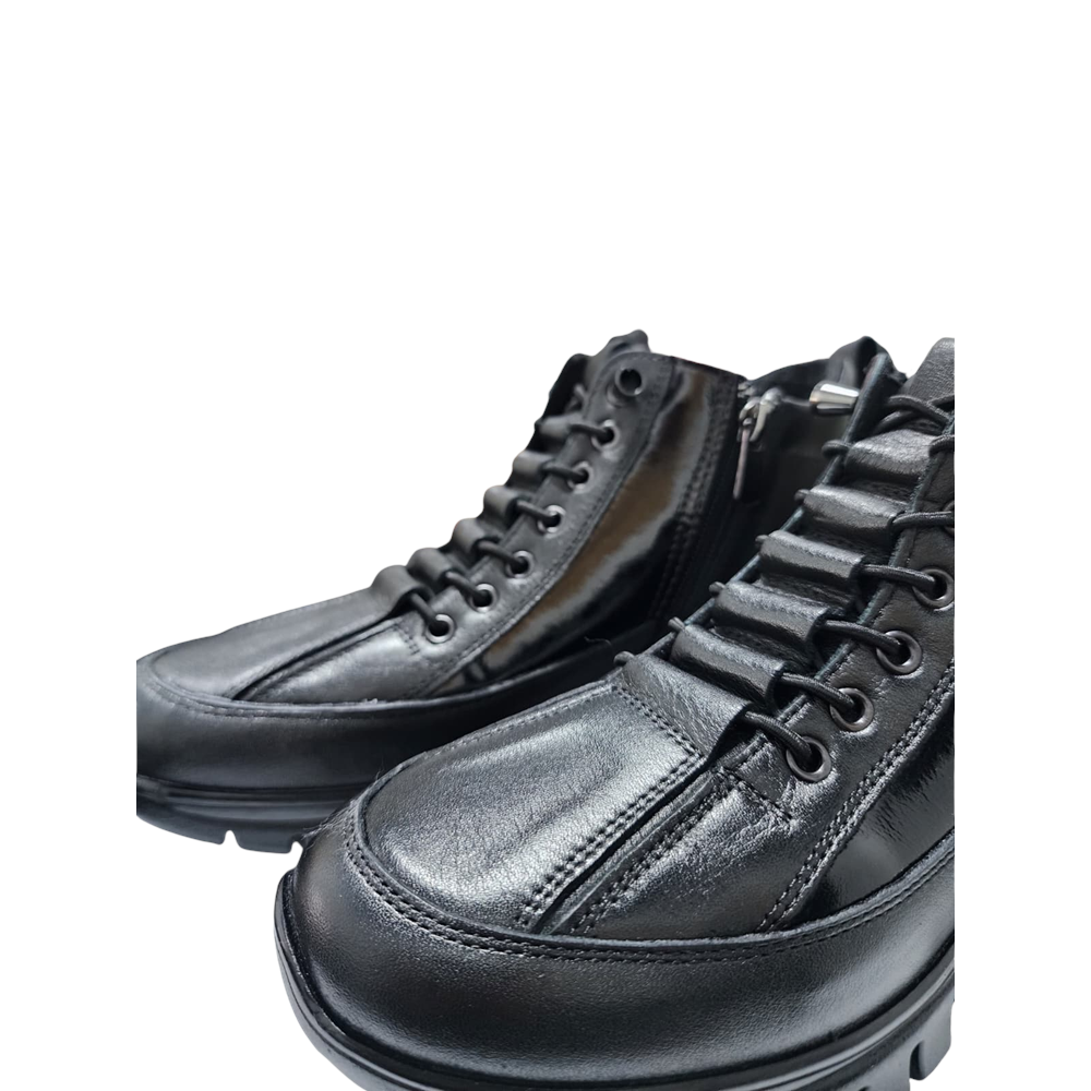 Kadın Deri Fermuarlı Casual Bot 1458 - Siyah - 39