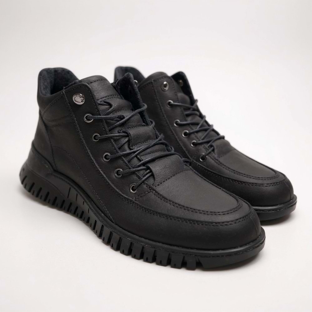 Kadın Deri Fermuarlı Casual Bot 1460 - Siyah - 38