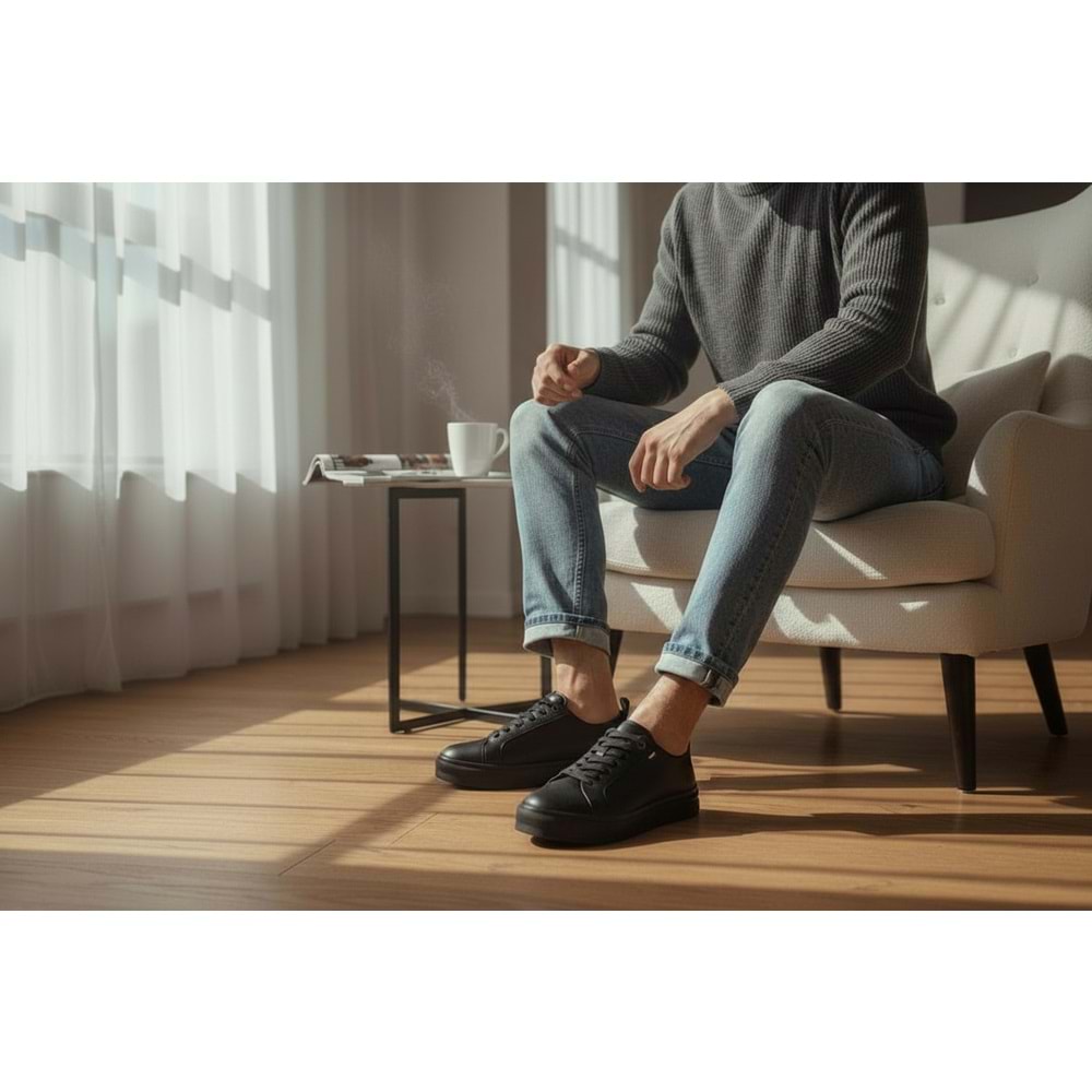 Erkek Deri Casual Günlük Ayakkabı A5404 - Siyah - 42