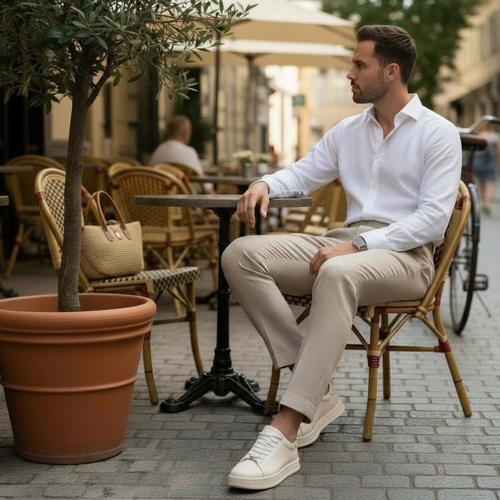 Luciano Bellini Erkek Deri Casual Ayakkabı C15003 - Krem - 42