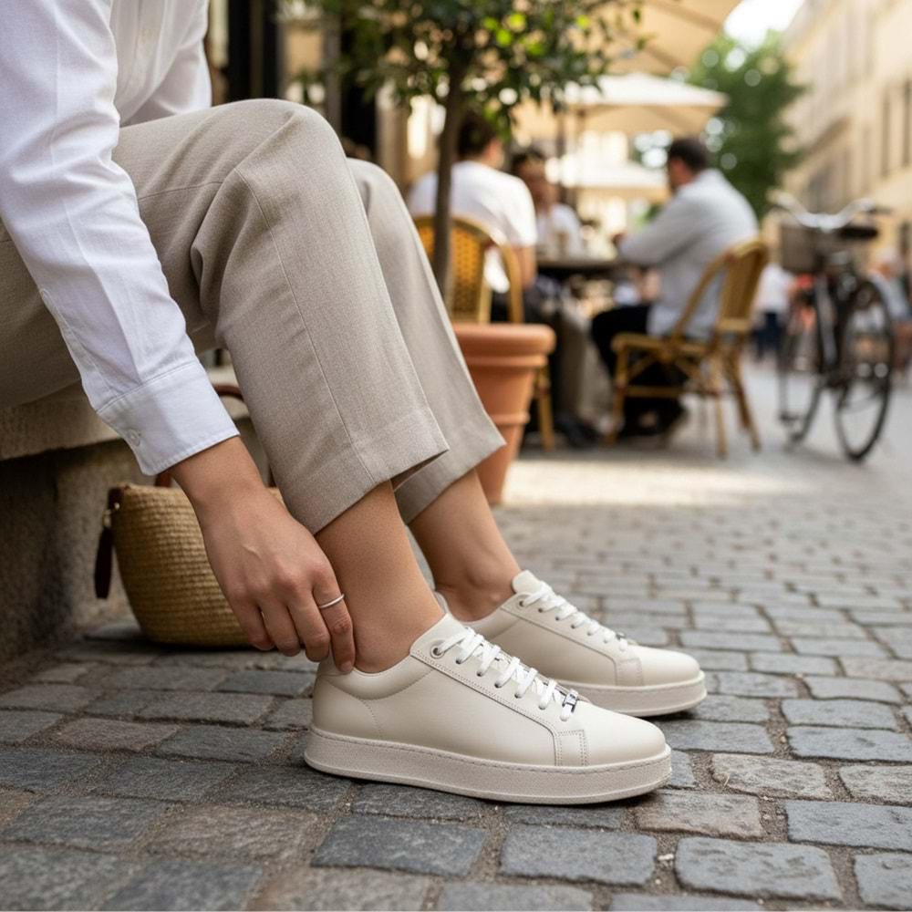 Luciano Bellini Erkek Deri Casual Ayakkabı C15003 - Krem - 43