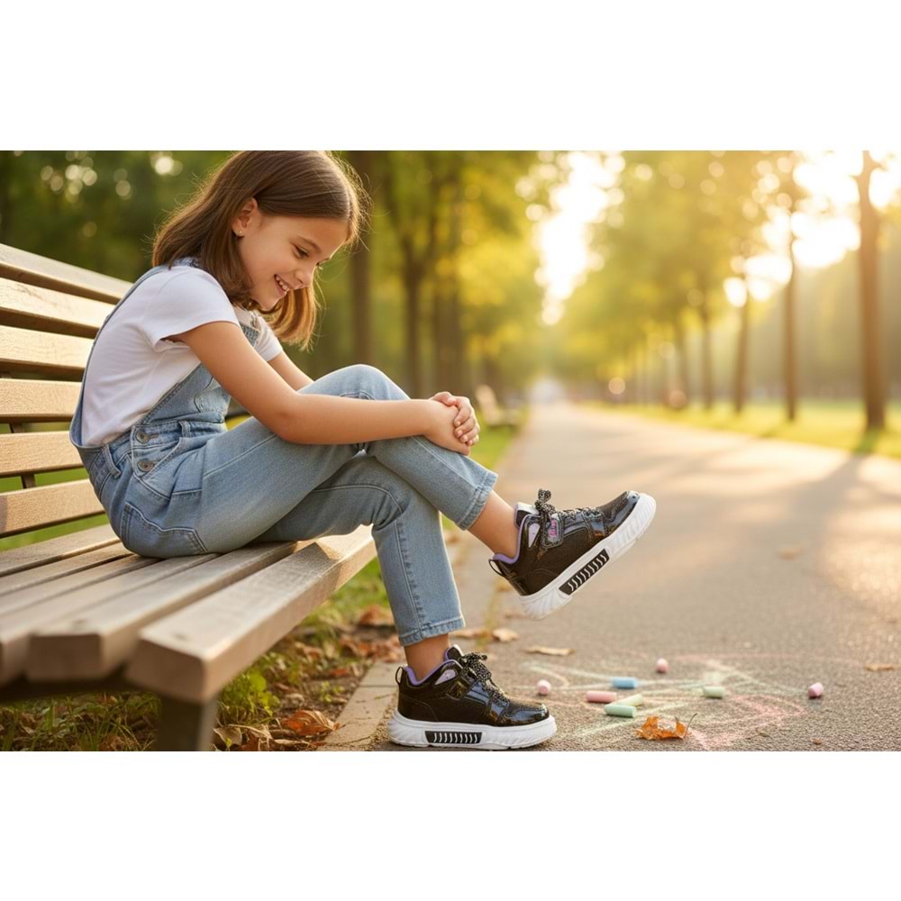 M.P Spor Çocuk Ayakkabı 252-3510 - Siyah-Lila - 33