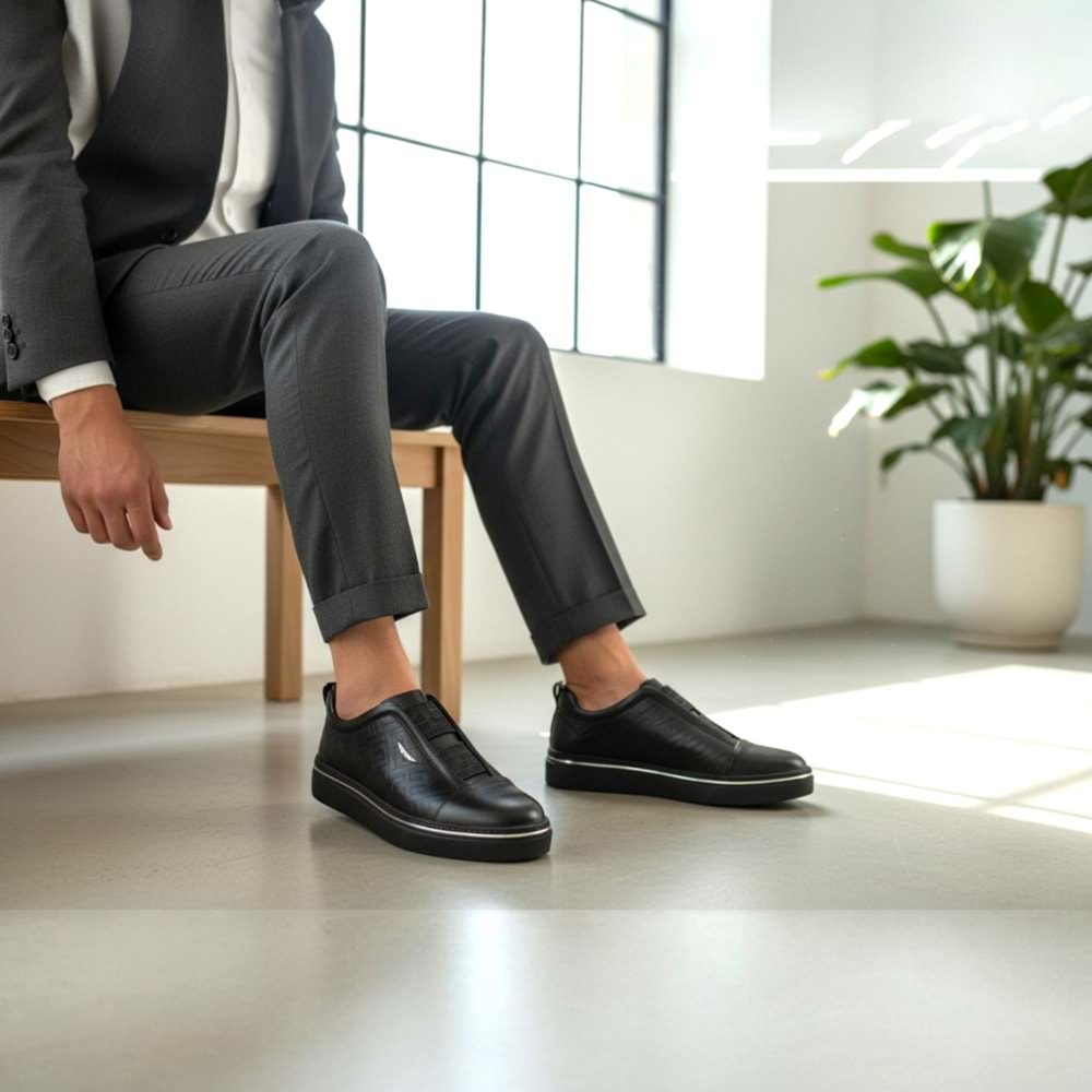 Erkek Deri Casual Ayakkabı 26907 - Siyah - 42
