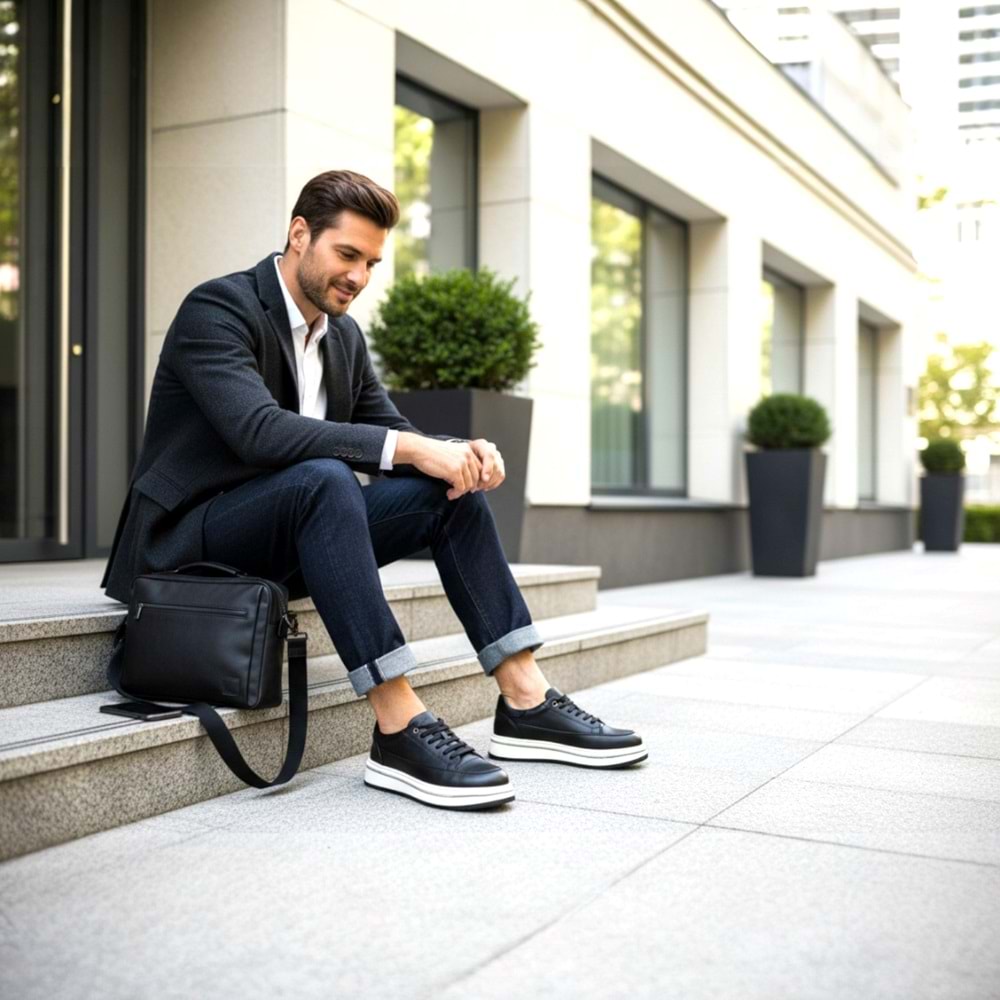 Erkek Deri Casual Ayakkabı C28511 - Siyah - 42