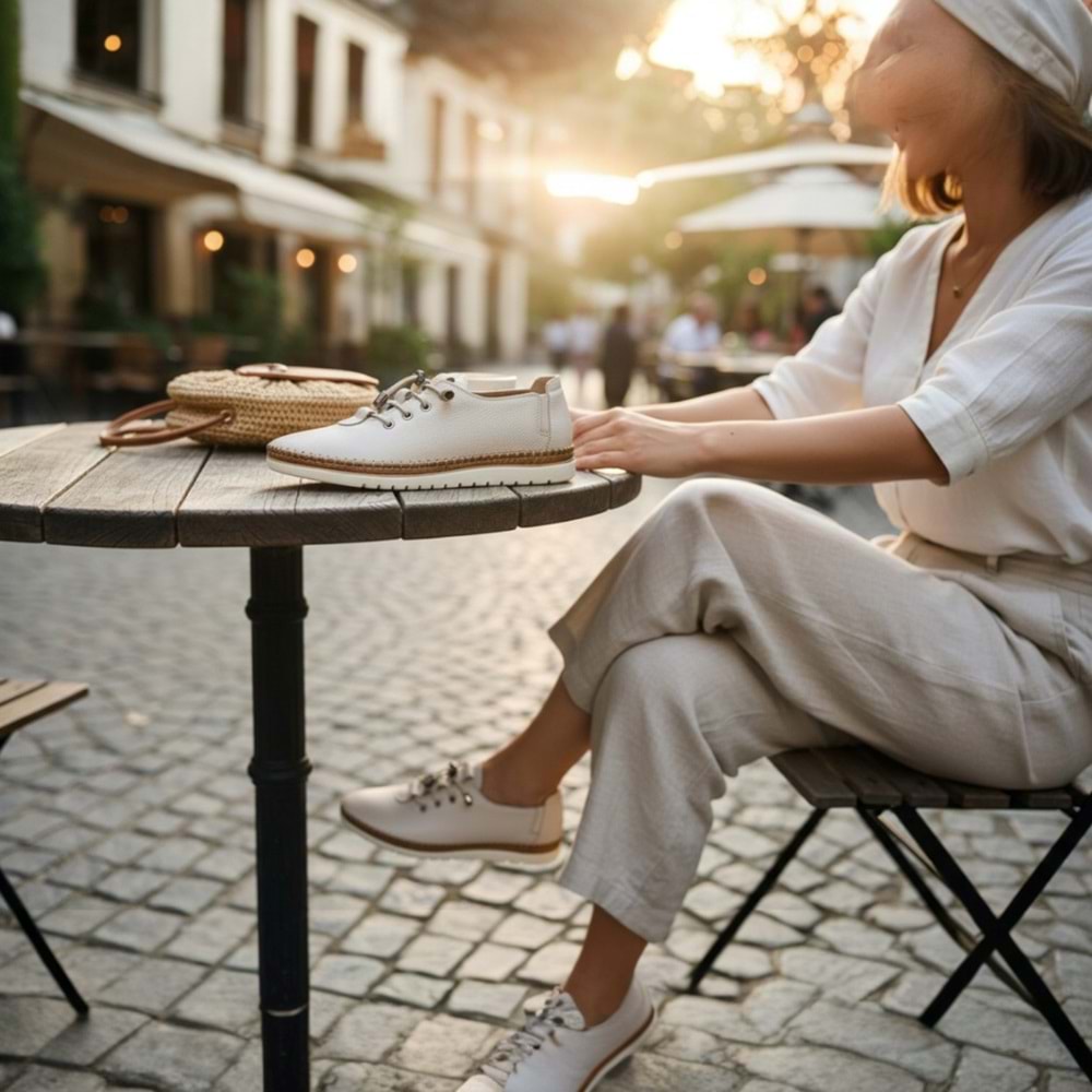 Kadın Deri Günlük Comfort Ayakkabı 1995 - Krem - 41