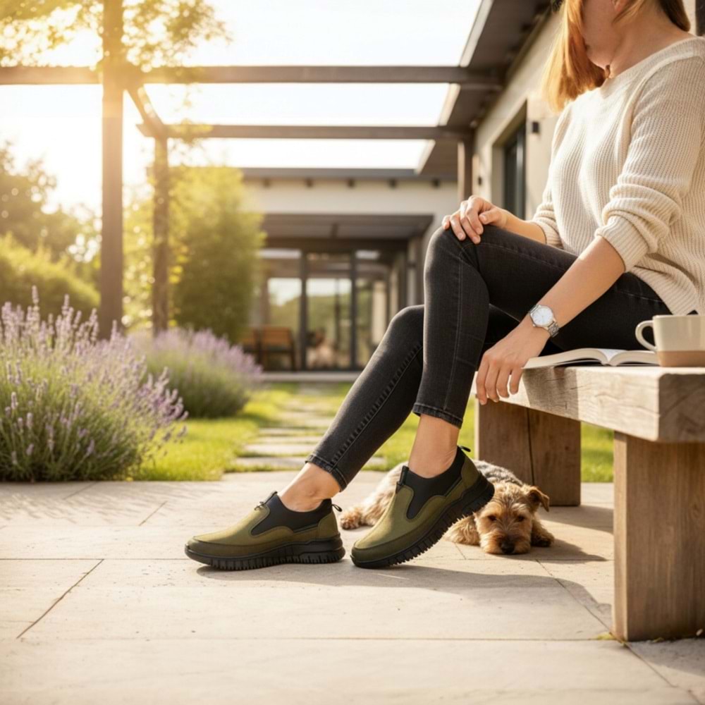 Kadın Deri Günlük Ayakkabı 1453H - Haki - 40