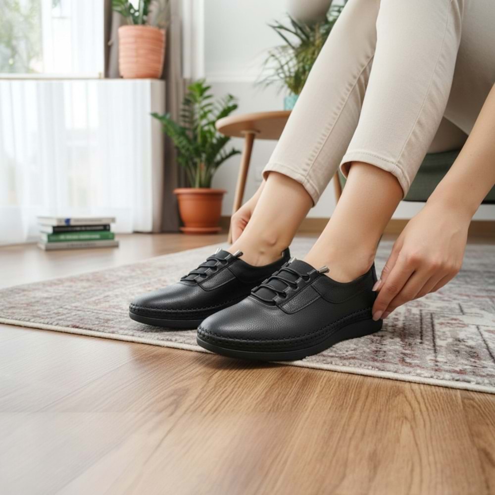Kadın Deri Günlük Comfort Ayakkabı 2005 - Siyah - 41