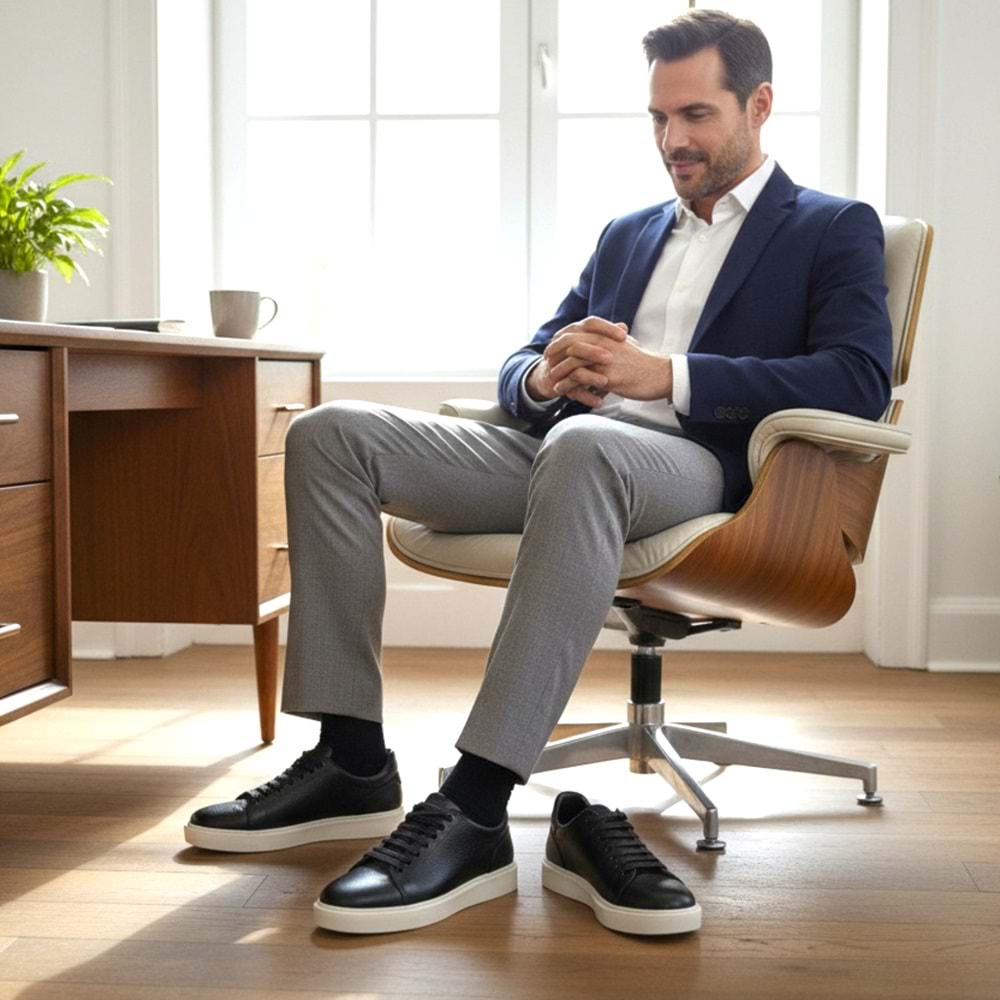 Erkek Deri Comfort Casual Ayakkabı L4247 - Siyah - 44