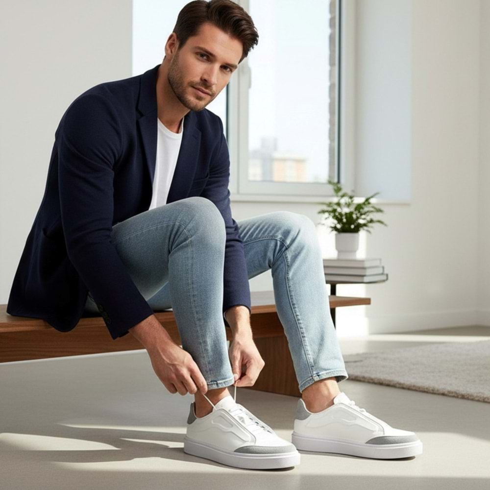 Luciano Bellini Erkek Deri Casual Ayakkabı L4238 - Beyaz - 40