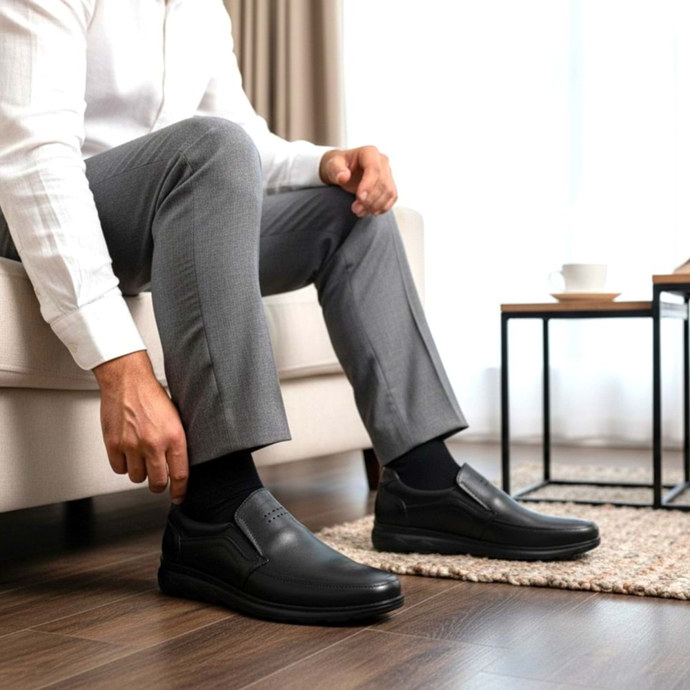 Erkek Deri Comfort Günlük Ayakkabı S571 - Siyah - 42