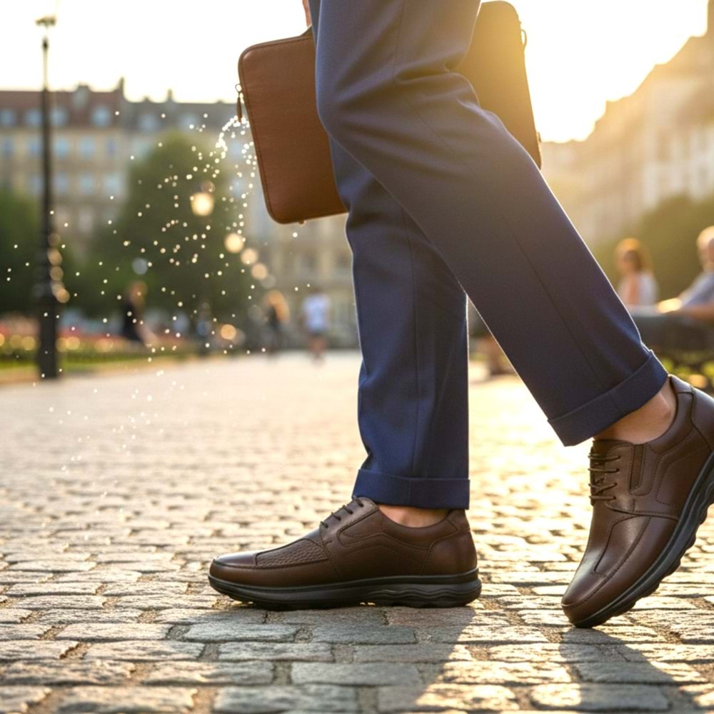 Erkek Deri Full Comfort Günlük Ayakkabı K572 - Kahve - 42