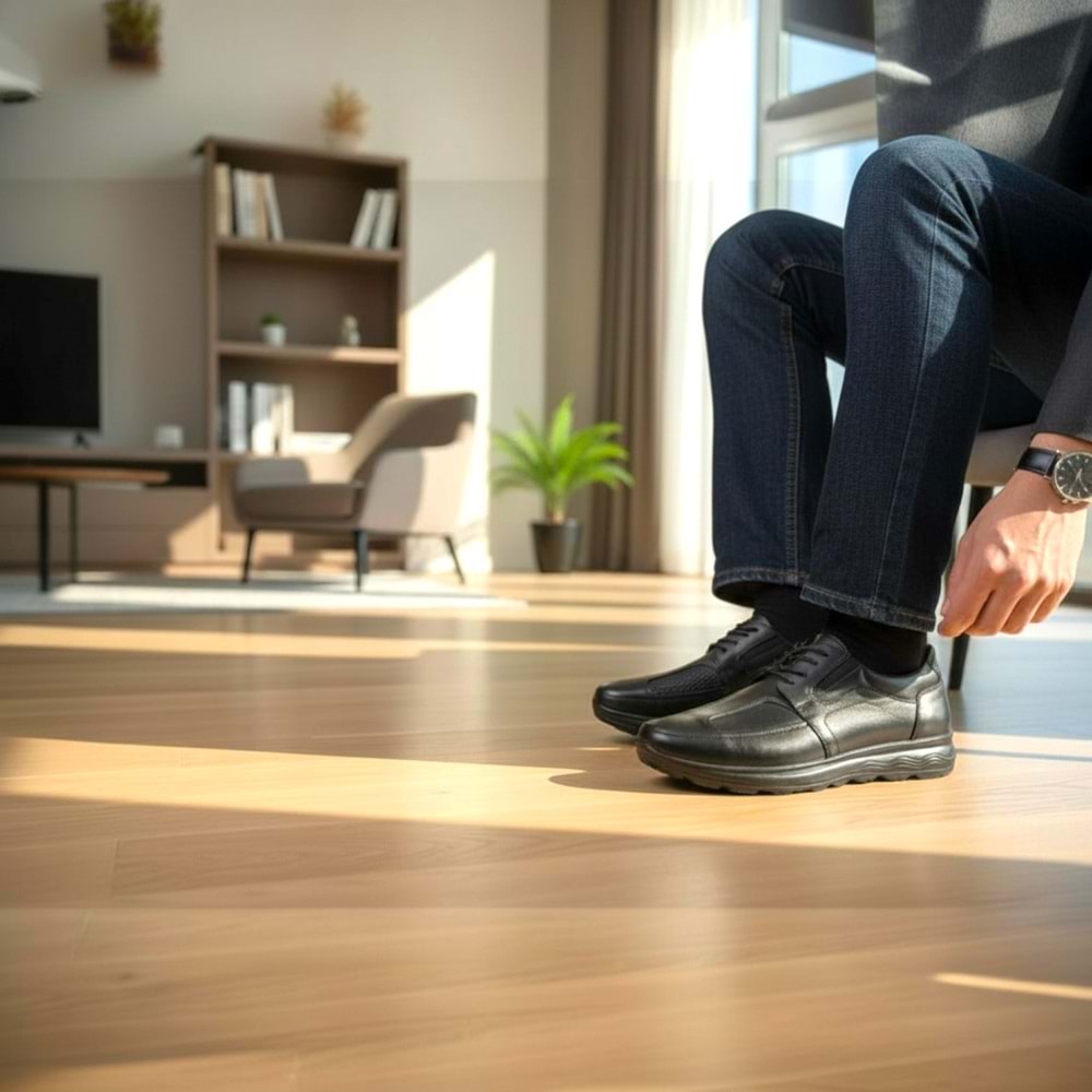 Erkek Deri Full Comfort Günlük Ayakkabı S572 - Siyah - 43