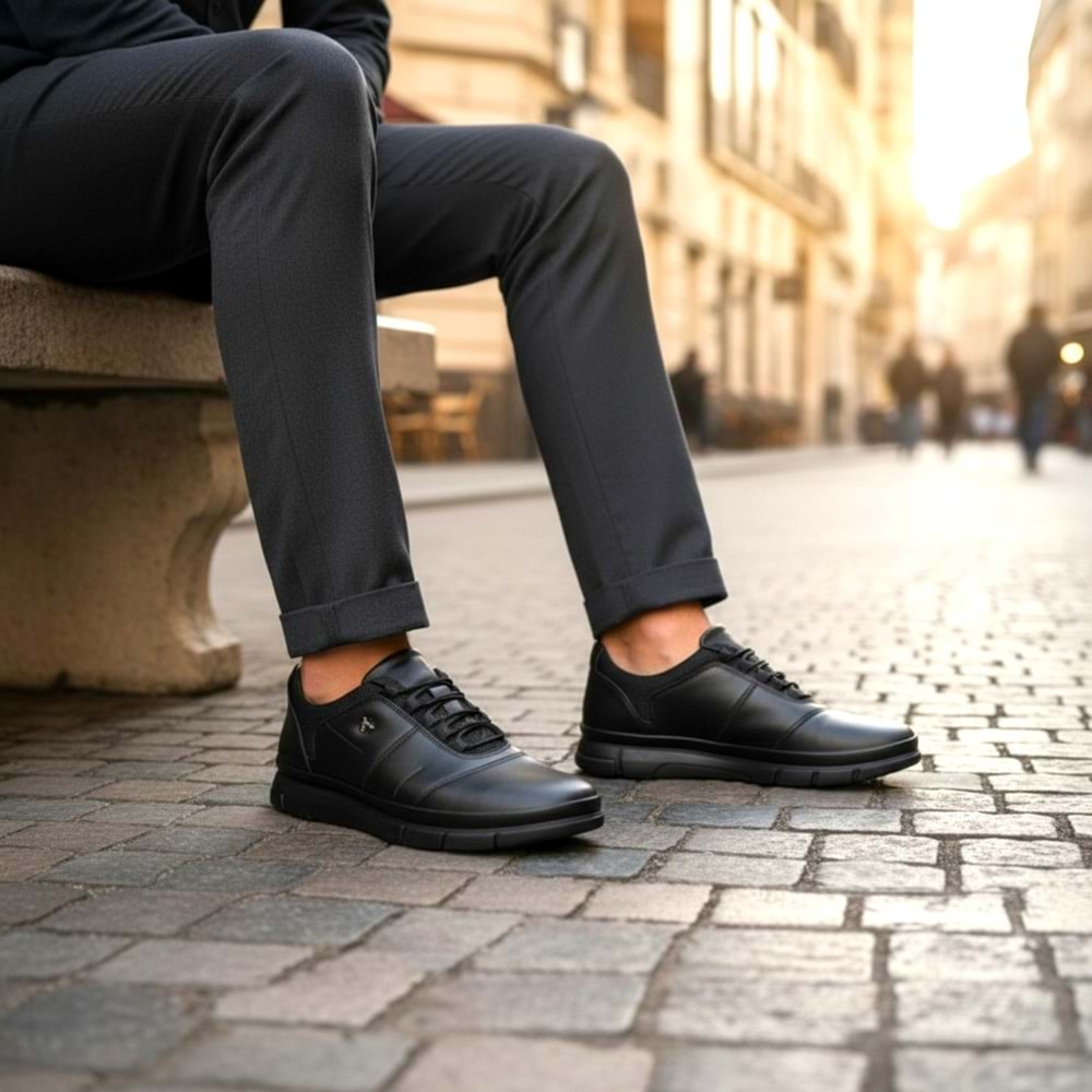 Erkek Deri Günlük Comfort Ayakkabı 11599 - Siyah - 42