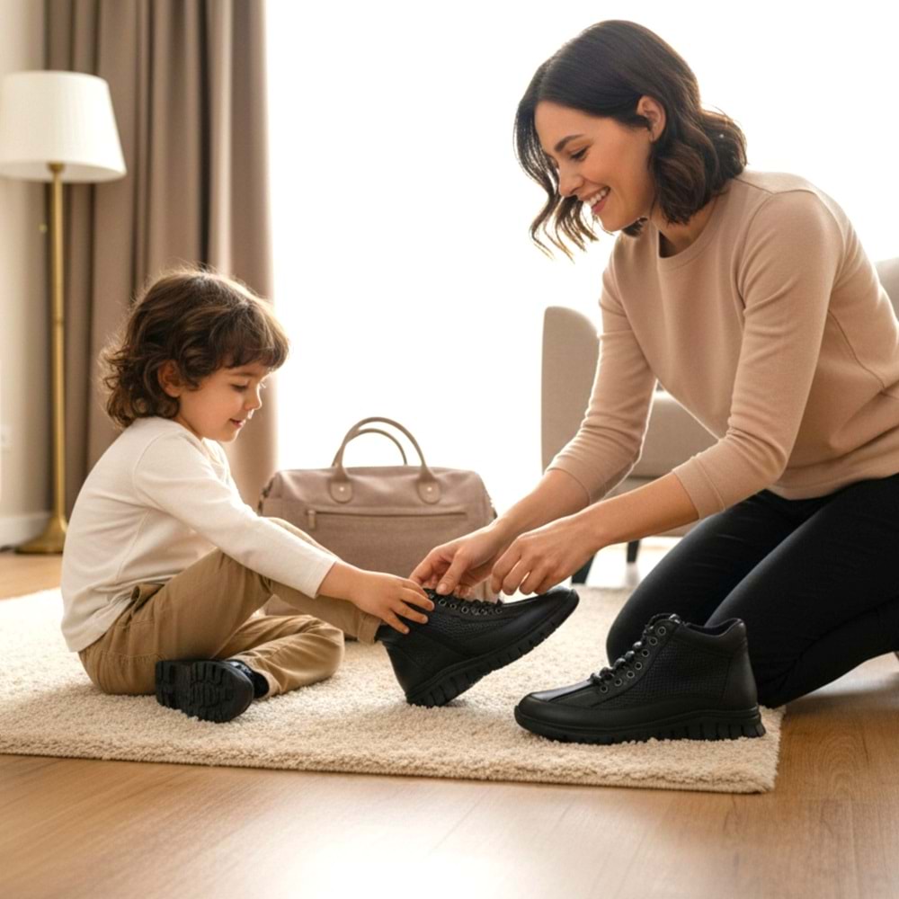 Kadın Deri Casual Bot 1458-2 - Siyah - 40