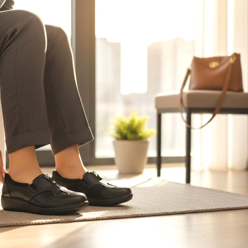 Comfort Kadın Deri Günlük Ayakkabı 4213 - Siyah - 39