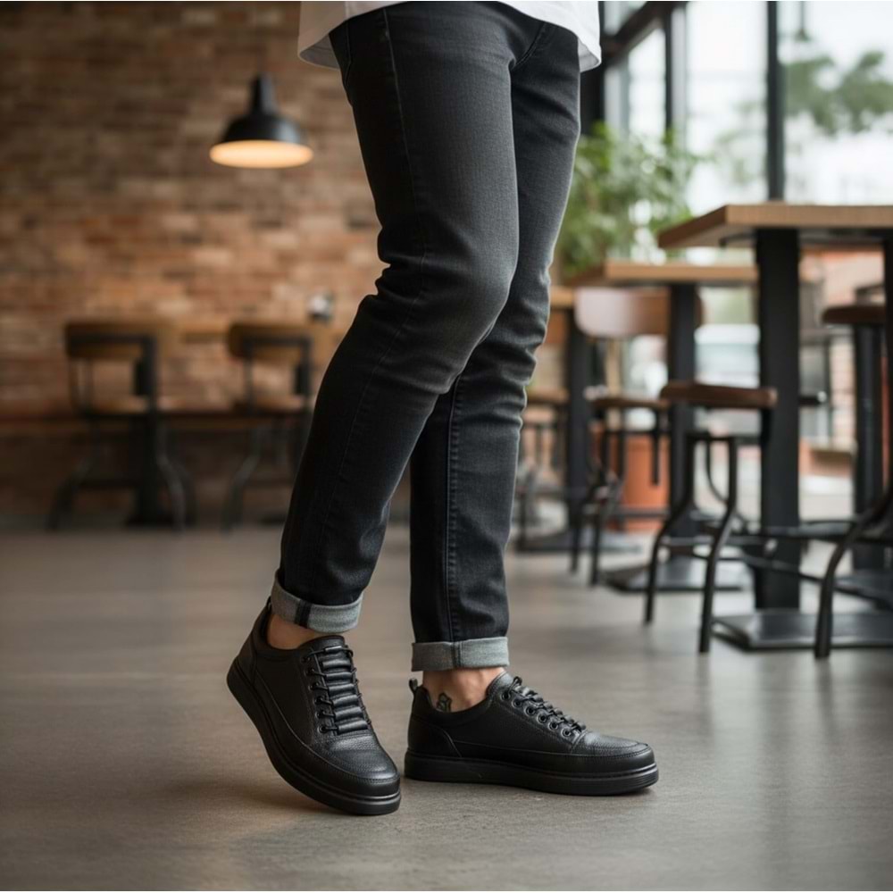 Erkek Deri Günlük Ayakkabı S5209 - Siyah - 41